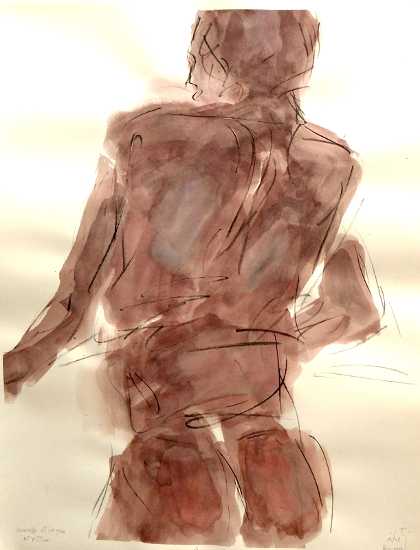 Zilveti - L'homme au balcon - dessin aquarelle et crayon sur papier - 65x50cm - Paris 2012
