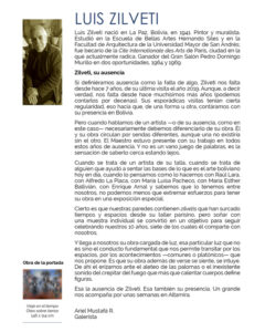 ZILVETI, SU PRESENCIA - EXPOSICIÓN 131 - DEL 04 AL 24 DE MARZO 2026 - Galería ALTAMIRA - LA PAZ - BOLIVIA